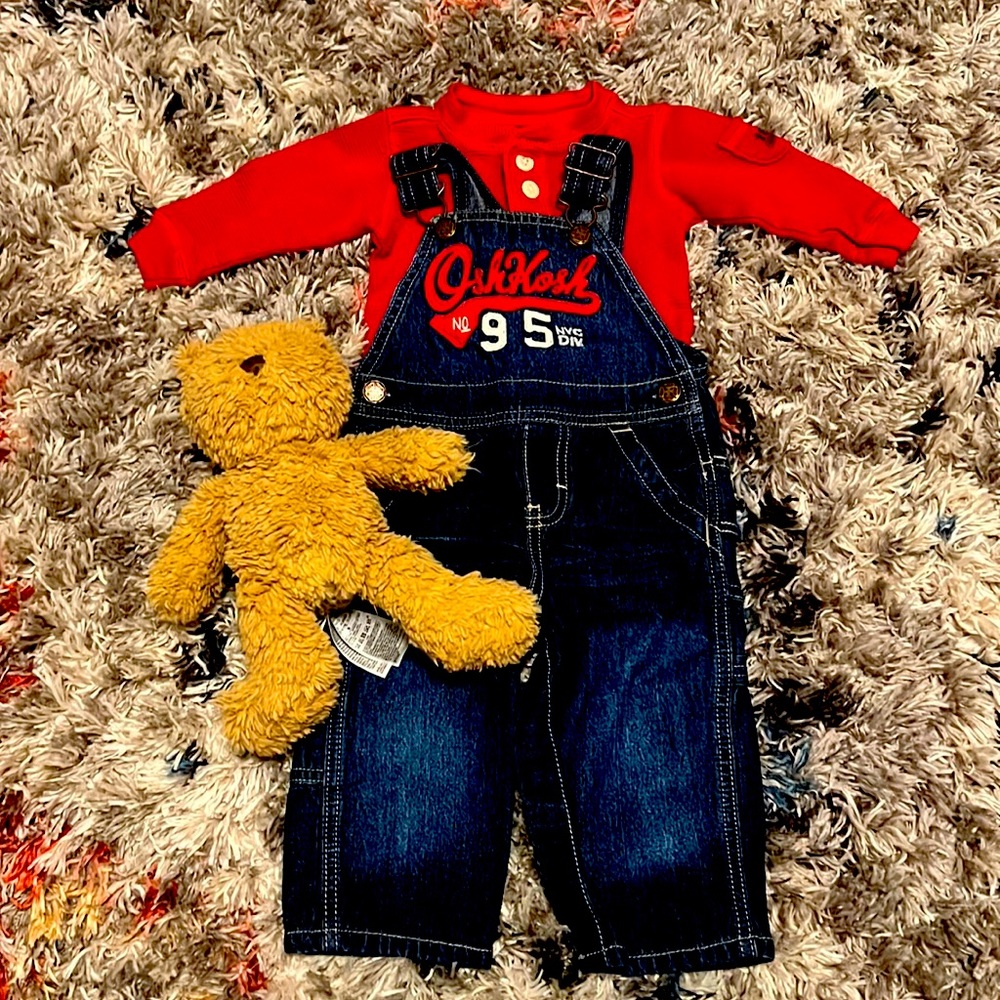 6 months Osh Kosh outfit top and overalls